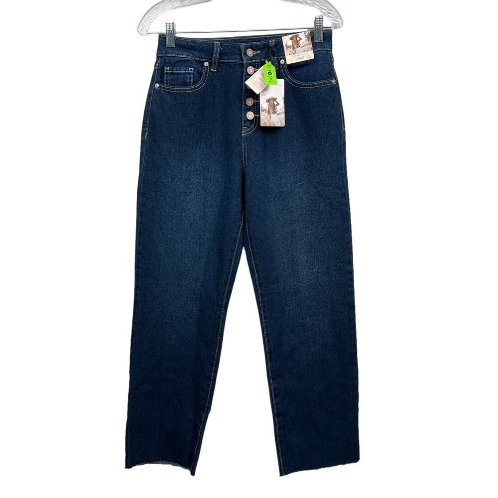 Sincerely Jules Womens Jeans Mom Stovepipe Raw Hem Button Fly Blue Size 1/25* - Picture 1 of 6